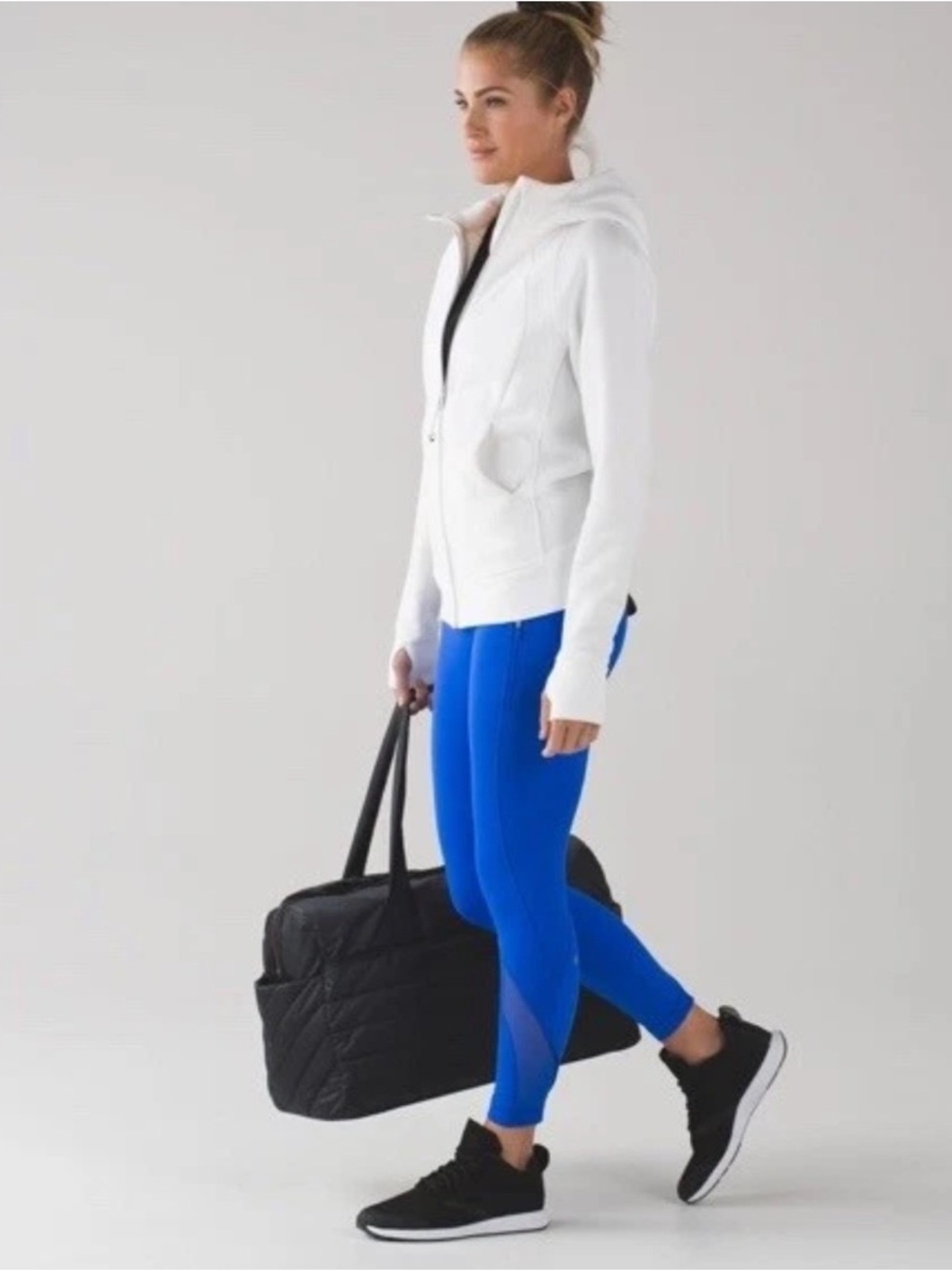 Lululemon Womens Inspire Tight II Mesh Mid Rise Zip Pockets Cerulean Blue Sz 8